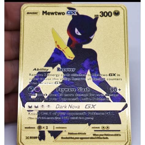 Mewtwo Gx Dark Nova Shadow Game Gold Card Collector S Rare Gold Carte