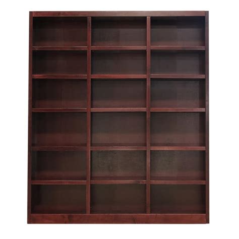 Traditional Tall Shelf Triple Wide Wood Bookcase In Cherry