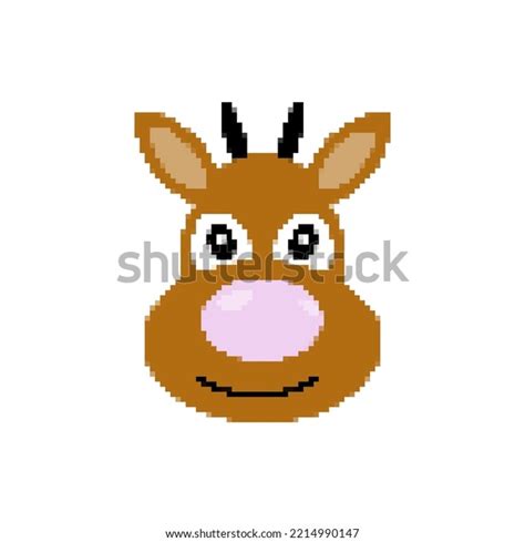 Reindeer Icon Pixel Art Style Cartoon Stock Vector (Royalty Free ...