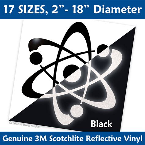 Black Hyper Reflective Atom Symbol Decal Seward Street Studios