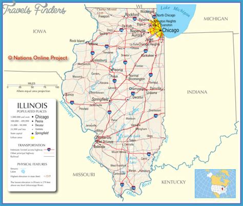 Illinois Map - TravelsFinders.Com