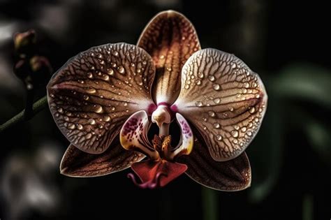 Una Flor De Orqu Dea Con Gotas De Agua Foto Premium