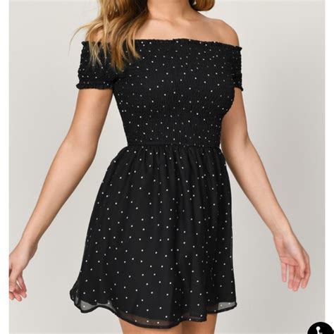 Tobi Dresses Eileen Black Polka Dot Skater Dress Poshmark