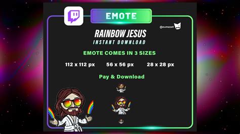 Animated Rainbow Jesus Emote For Twitch Streamer Gaming Streaming