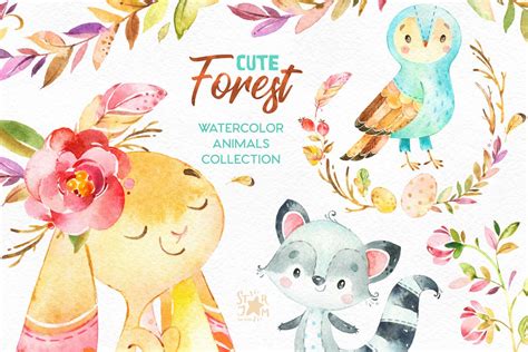 Cute Forest. Collection of animals | Animal Illustrations ~ Creative Market