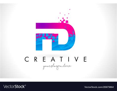 Fd F D Letter Logo With Shattered Broken Blue Vector Image