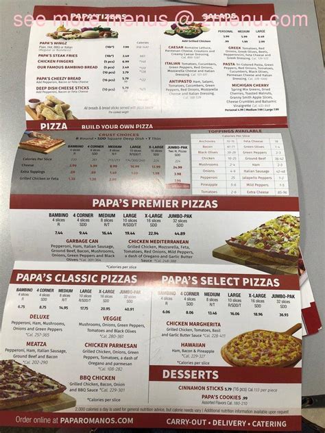 Online Menu Of Papa Romanos Pizza Mr Pita Restaurant Livonia