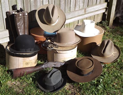 Collection Of Antique Stetson Western Hats Owned By Warner Todd Huston