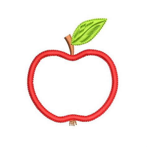 Apple Applique Machine Embroidery Design Sketch Machine Etsy