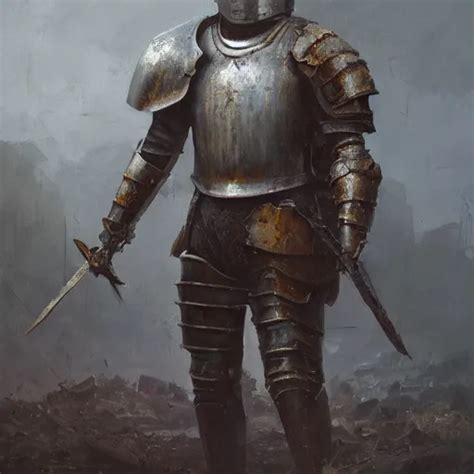 A Realistic Painting Of A Knight In Full Plate Armor Stable Diffusion