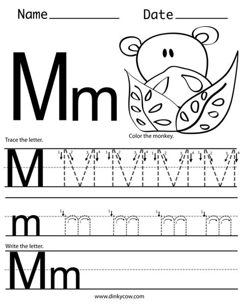 Alphabet Letter M Trace Write Find Color Worksheets Day