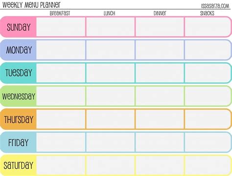 7 day calendar printable