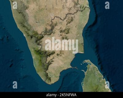 Tamil Nadu State Of India Low Resolution Satellite Map Locations Of