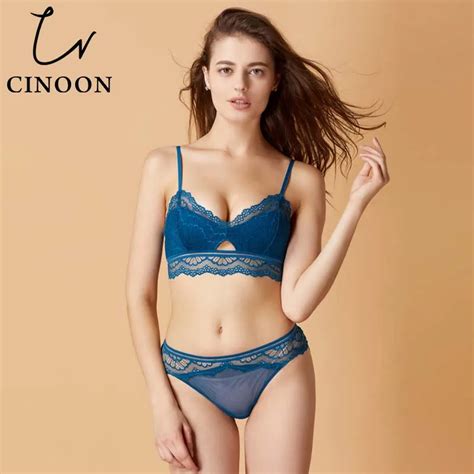 Cinoon Sexy Lingerie Lace Underwear Cotton Bra Set Transparent Panty