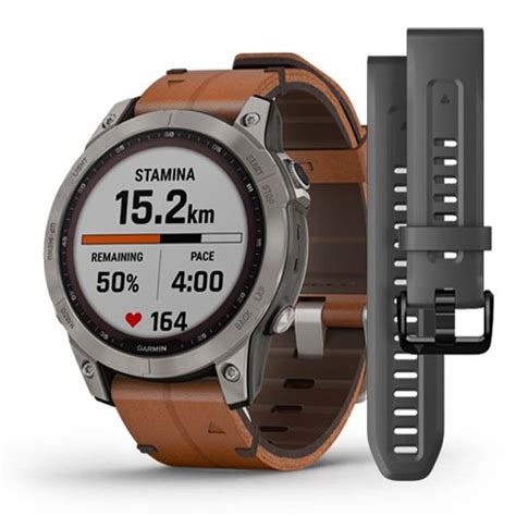 Garmin fēnix 7 Sapphire Solar Titanium with Chestnut Leather Band and