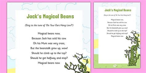 Jacks Magic Beans Song Jack Jack And The Beanstalk Beanstalk