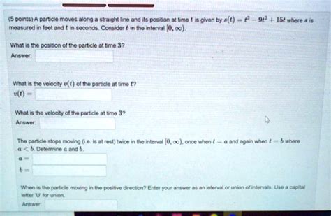 Solved 5 Points A Particle Moves Along Straight Line And Its Position