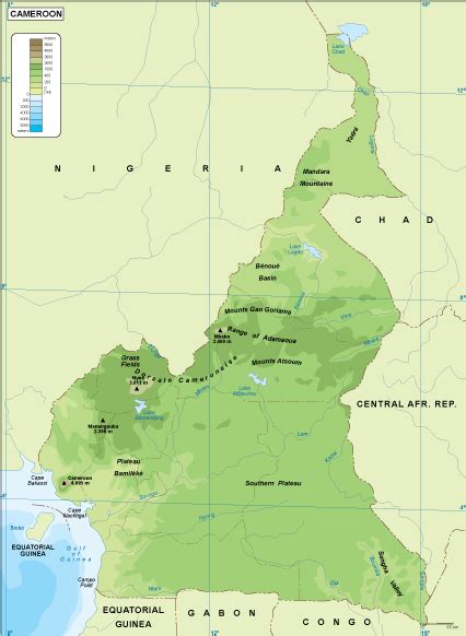 Cameroon Physical Map Images