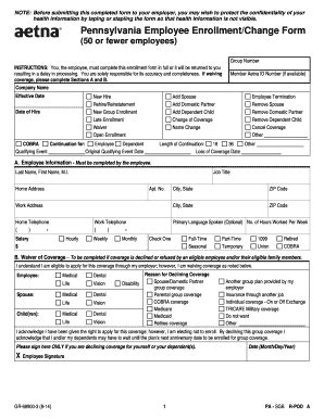 Fillable Online N B Z Pennsylvania Employee Enrollment Change Form