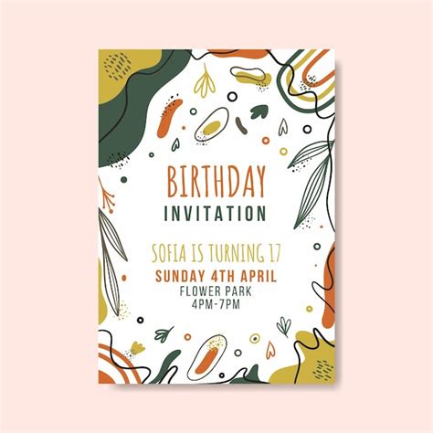 Plantilla De Invitación De Cumpleaños Con Vector Premium De Formas