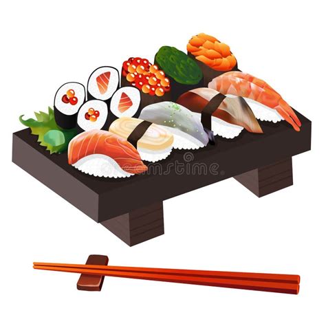 Ilustra O Japonesa Do Alimento Vetor Do Sushi Ilustra O Do Vetor