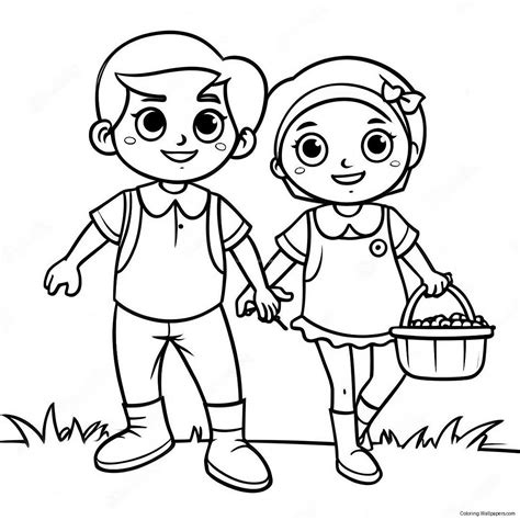 Jack And Jill Carrying A Pail Coloring Page 47934 37905