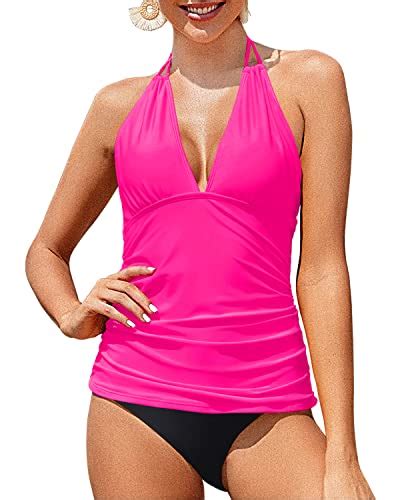 Sexy Ruched Backless Two Piece Bathing Suit Plunge Deep V Neck Swimsui