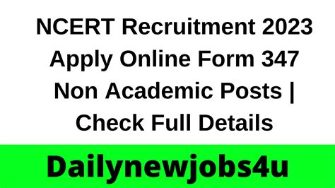 Ncert Recruitment Apply Online Form Non Academic Posts Check