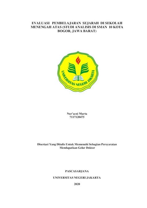 Pdf Evaluasi Pembelajaran Sejarah Di Sekolah Menengah Kepala