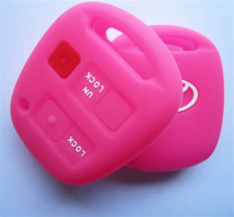 Pink Button Silicone Car Key Cover Case For Toyota Rav Avalon Prado