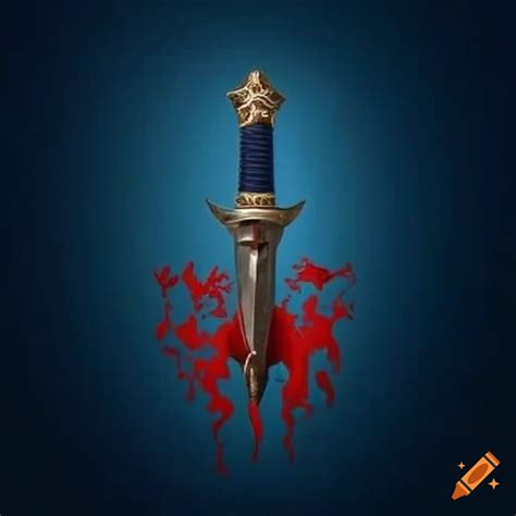 Silver Dagger Covered In Blood On A Dark Blue Coat Of Arms On Craiyon