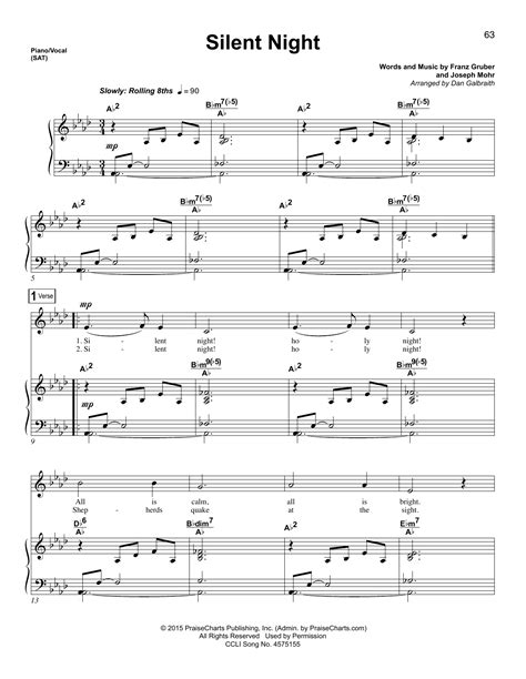 Franz Gruber Silent Night Sheet Music Pdf Notes Chords Christmas