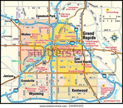 Grand Rapids Michigan Area Map Stock Vector Royalty Free 144494293