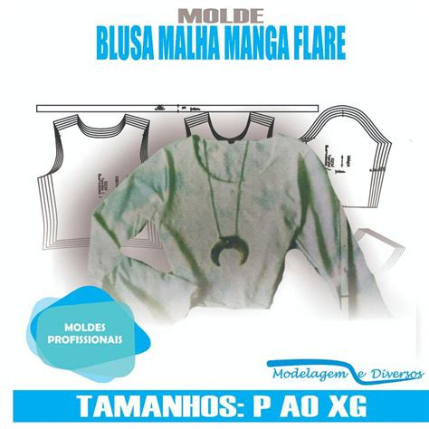 Molde Blusa Manga Flare Modelagem Diversos P Xg Correios Shopee Brasil