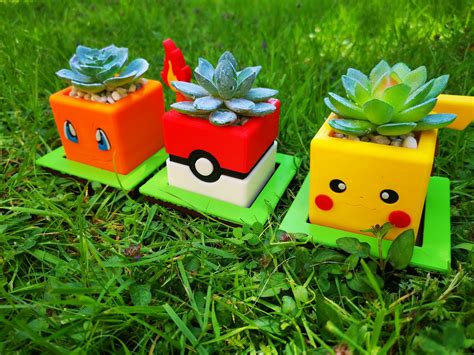 Pokemon Planter Set I Flower Pot Pokemon Planter Office Etsy