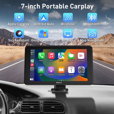 Essgoo Inch Wireless Carplay Dashboard Monitor Portable Car Radio