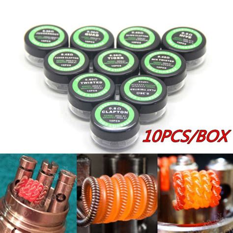 Ship Today 10Pcs Box Prebuild Coil Clapton Alien Tiger Quad Hive