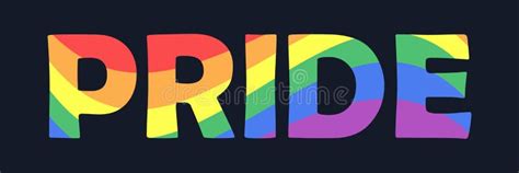 Lgbt Pride Month Banner With Rainbow Text Typography Stock Vector