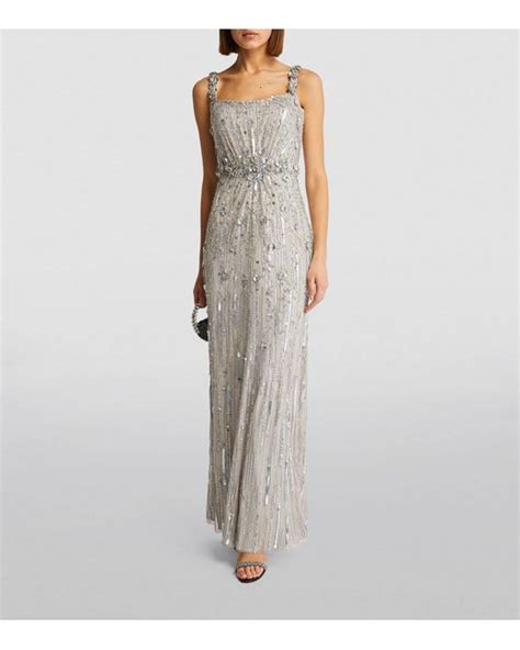 Jenny Packham Crystal Sequin Embellished Gown In White Lyst