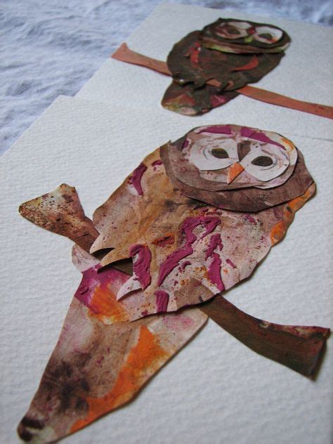 Marbled Paper Owl Collages Kids Art Projects Fall Art Projects