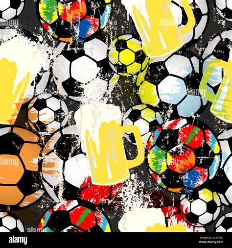 Seamless Soccer Ball Vector Background Pattern Texture Mock Up