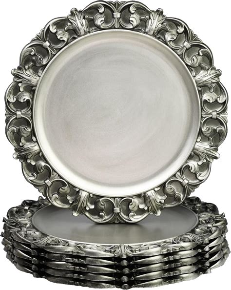 Amazon Leemxiiny Antique Silver Charger Plates Set Of