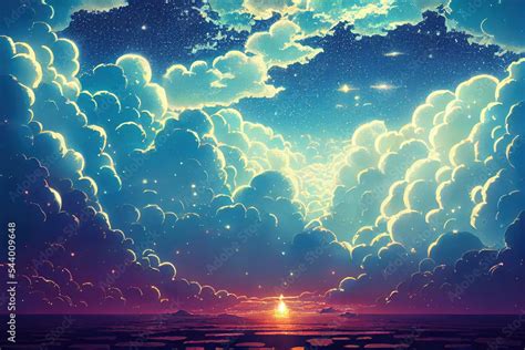 Fantasy Atmosphere Sky Landscape Japanese Anime Style Dynamic Cloud