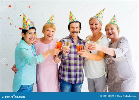 Seniors On A Birthday Party Stock Image - Image: 102169527