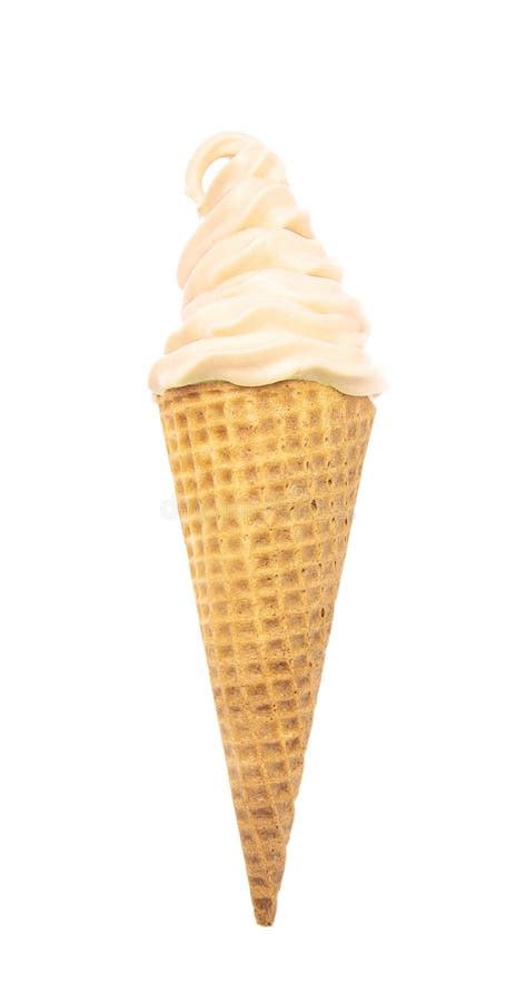 A Vanilla Soft Serve Ice Cream Cone Melting In The Summer Heat Stock