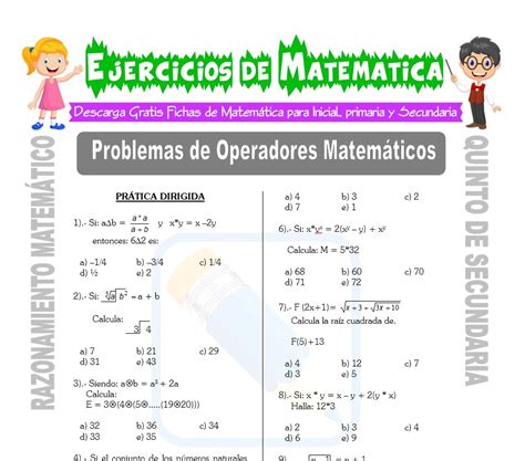 Problemas De Operadores Matem Ticos Para Quinto De Secundaria