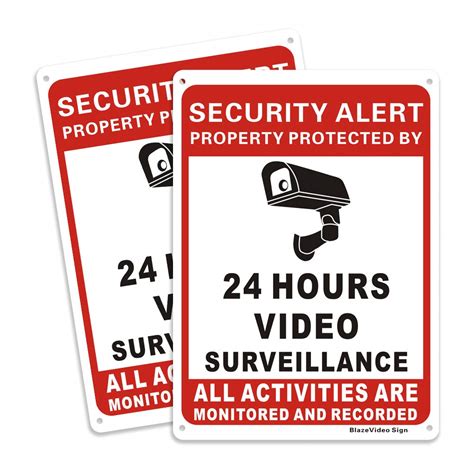 Buy BlazeVideo 2 Pack Surveillance Warning Sign Safety Sign Aluminum