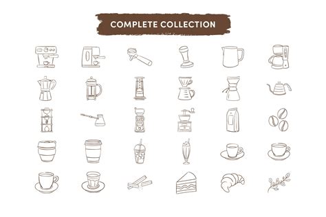 Coffee Brewing Methods Icons Design Cuts