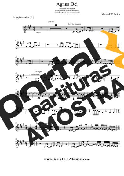 Agnus Dei Michael W Smith Partitura Para Saxofone Alto Eb