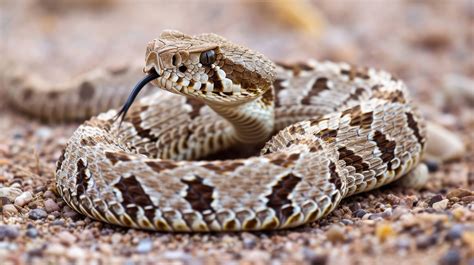 Coiled Rattlesnake in Desert Habitat - Striking Close-up Wildlife ...